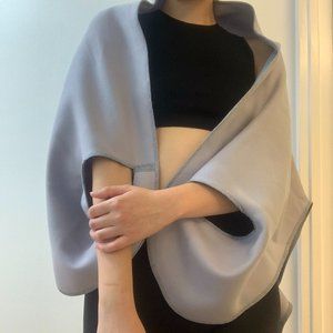 Vintage Grey One Size Shawl Poncho Blanket Jacket Scarf